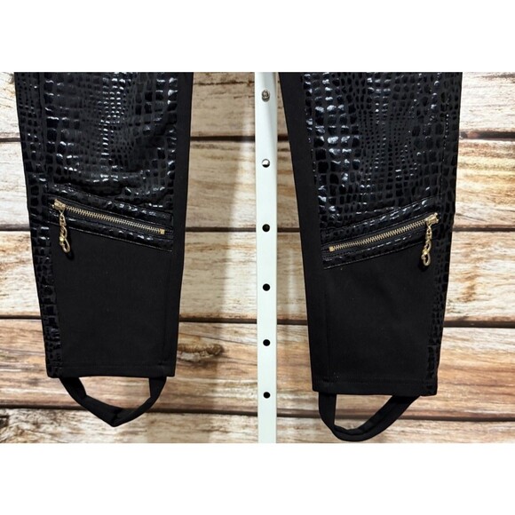 Simon Chang Womens Medium Black Moto Stirrup Pants Zip Grunge 90’s Goth New - Picture 3 of 14